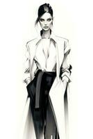 Elegant HandDrawn Fashion Sketch AI Generated photo