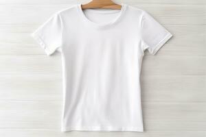 White TShirt Flat Lay Overview Shot AI Generated photo