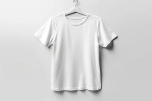 Blank white tshirt mockup on white background AI Generated photo