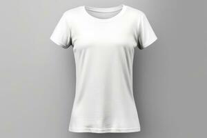 Blank white tshirt mockup on white background AI Generated photo