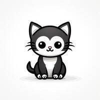 Flat Vector Icon of a Cat on a White Background AI Generated photo