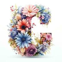 Floral Letter C Clipart on White Background AI Generated photo