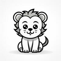 Lion Flat Vector Icon on White Background AI Generated photo