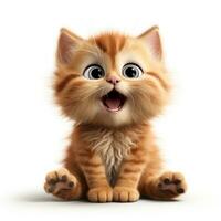 Adorable PixarStyle Clipart of a Funny Little Kitten on White Background AI Generated photo