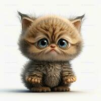 Adorable PixarStyle Clipart of a Funny Little Kitten on White Background AI Generated photo