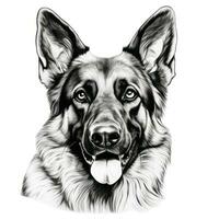 Handdrawn Clipart Image of a German Shepherd Face for Coloring Book on White Background AI Generated photo