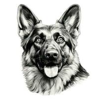 Handdrawn Clipart Image of a German Shepherd Face for Coloring Book on White Background AI Generated photo