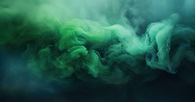 Futuristic Green and Blue Smoke Background in the Style of Intricate Underwater Worlds AI Generated photo