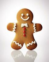 Delicious Gingerbread Man Cookie on a Clear and Crisp Background AI Generated photo