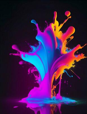 Abstract neon paint splash art spider 2