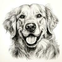 Handdrawn Clipart Image of a Golden Retriever Face for Coloring Book AI Generated photo