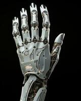 Robotic Hand with Five Fingers Isolated on White AI Generated photo