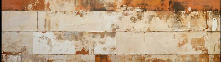 Abstract Grungy Wall Painted with Brown and White Paint in the Style of Colorful Patchwork AI Generated photo