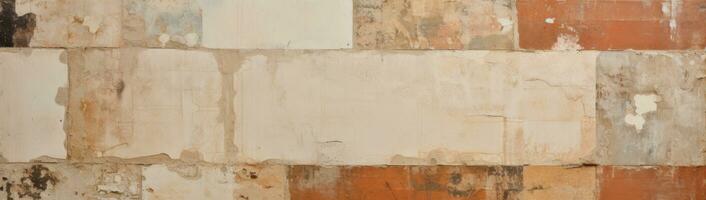 Colorful Patchwork on Grungy Wall AI Generated photo