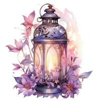 Enchanting Handpainted Watercolor Fairy Lantern Clipart on White Background AI Generated photo