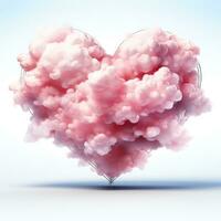 soñador corazón conformado nube en ultra ligero rosado azul y blanco duotono ai generado foto