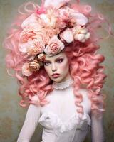 Elegant Rococo Fashion Photography with Pink Hair AI Generated photo