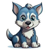 Adorable Cartoon Style Husky for Toddler Book Clipart on White Background AI Generated photo