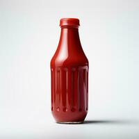 Vibrant Ketchup Bottle on White Background AI Generated photo