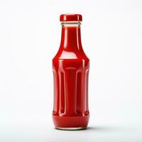 Squeezing Fresh Ketchup on a White Background AI Generated photo