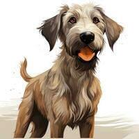 Adorable Cartoon Style Irish Wolfhound for Toddler Book Clipart on White Background AI Generated photo