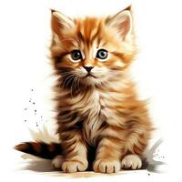Adorable Kitten Clipart on White Background AI Generated photo