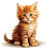 Adorable Kitten Clipart on White Background AI Generated photo