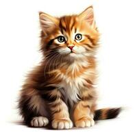 Adorable Kitten Clipart on White Background AI Generated photo