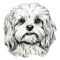 Handdrawn Clipart Image of a Maltese Face for Coloring Book on White Background AI Generated photo