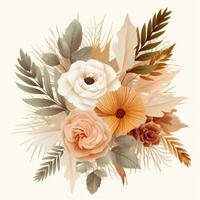 Minimalist Boho Floral Arrangement for Wedding Invitations AI Generated photo