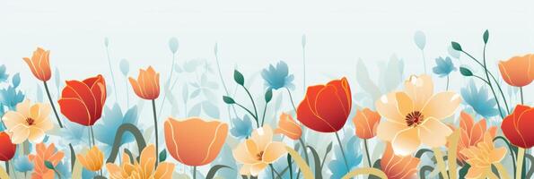 Modern Flat Design Flower Background with Copyspace AI Generated photo