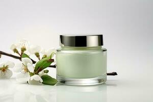 Beautiful EcoFriendly Skincare Jar with Light AI Generated photo