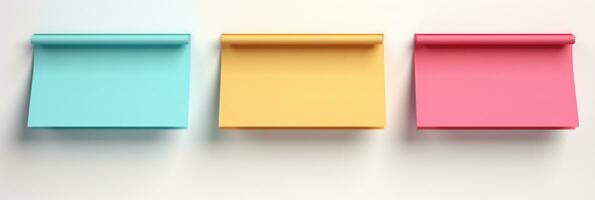 Colorful Paper Notes in a Row on White Background AI Generated photo