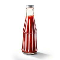 realista salsa de tomate botella con blanco tapa ai generado foto