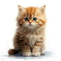 Adorable Persian Kitten Clipart on White Background AI Generated photo