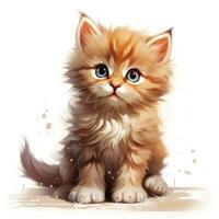 Adorable Persian Kitten Clipart on White Background AI Generated photo