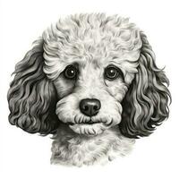 Handdrawn Poodle Face Clipart for Coloring Book on White Background AI Generated photo