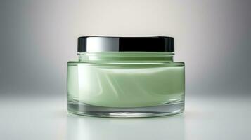 Round Skin Care Cream Container with High Glossy AI Generated photo