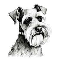 Handdrawn Schnauzer Face Clipart Image for Coloring Book on White Background AI Generated photo