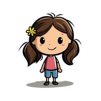 Playful Stick Figure Girl Clipart on White Background AI Generated photo