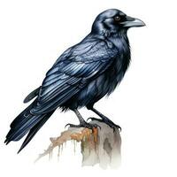 Majestic Watercolor Gothic Raven Clipart on White Background AI Generated photo