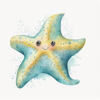 linda acuarela pintado a mano estrella de mar clipart para bebé libro ai generado foto