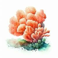 Colorful Watercolor Illustration of Small Piece of Coral for Baby Book AI Generated photo