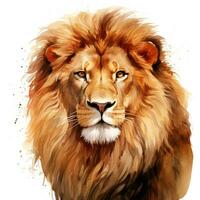 Colorful Watercolor Lion Clipart on White Background AI Generated photo
