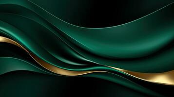 Seamless Dark Sage Green Wave Line Arts Background AI Generated photo
