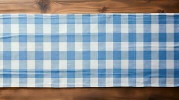 Bavarian Munich Wooden Board with Blue and White Checked Pattern AI Generated photo