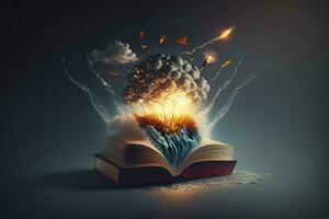 An Imaginative Book Embracing a Storm of Ideas AI Generated photo