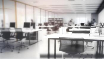 Blurred Office Interior Space Background AI Generated photo