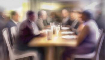 Blurred Soft of People Meeting at Table AI Generated photo