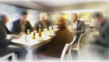 Blurred Soft People Meeting at Table  Artistic AI Generated photo